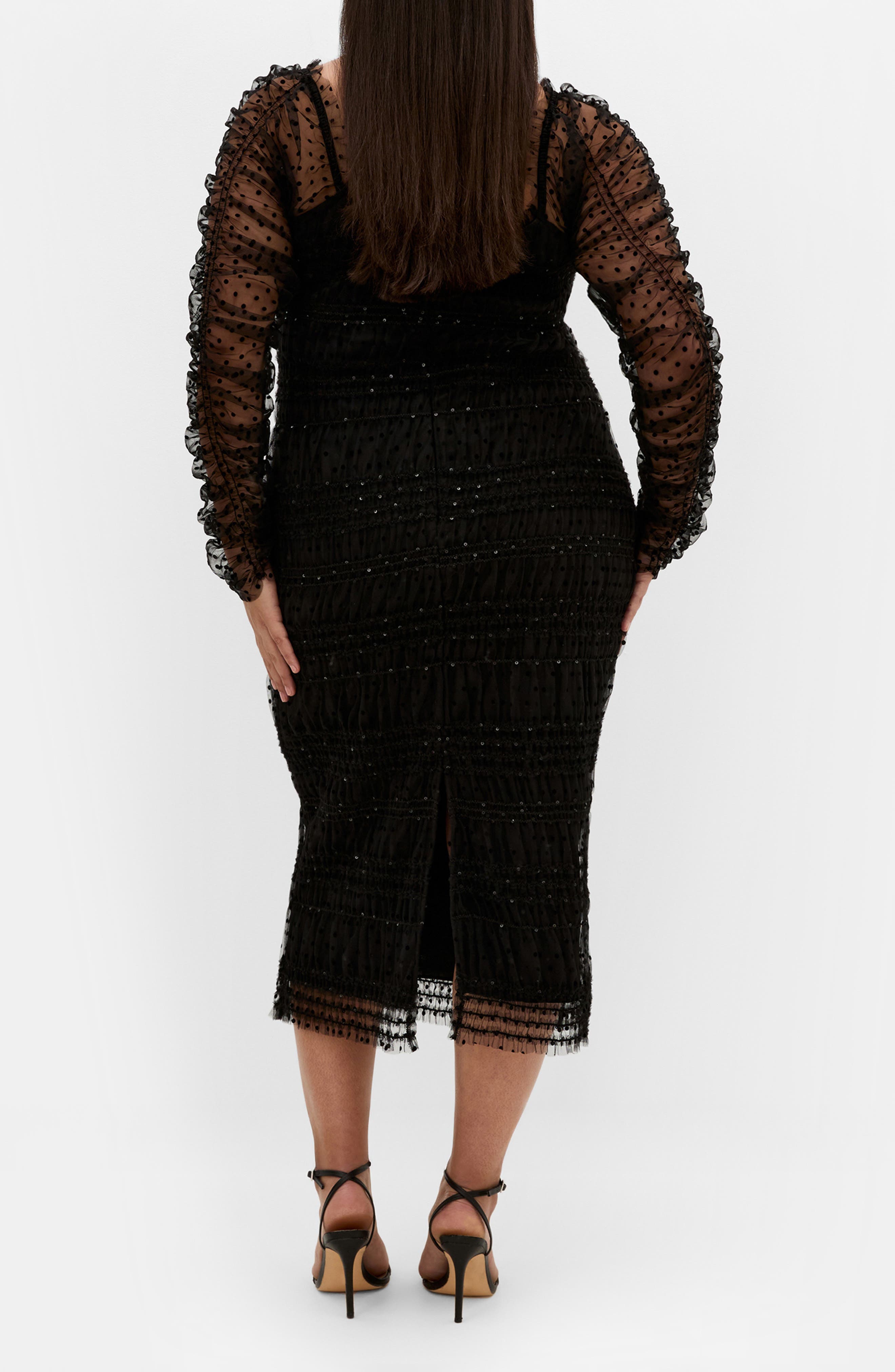 Sofie Swiss Dot Long Sleeve Cocktail Dress - image 2