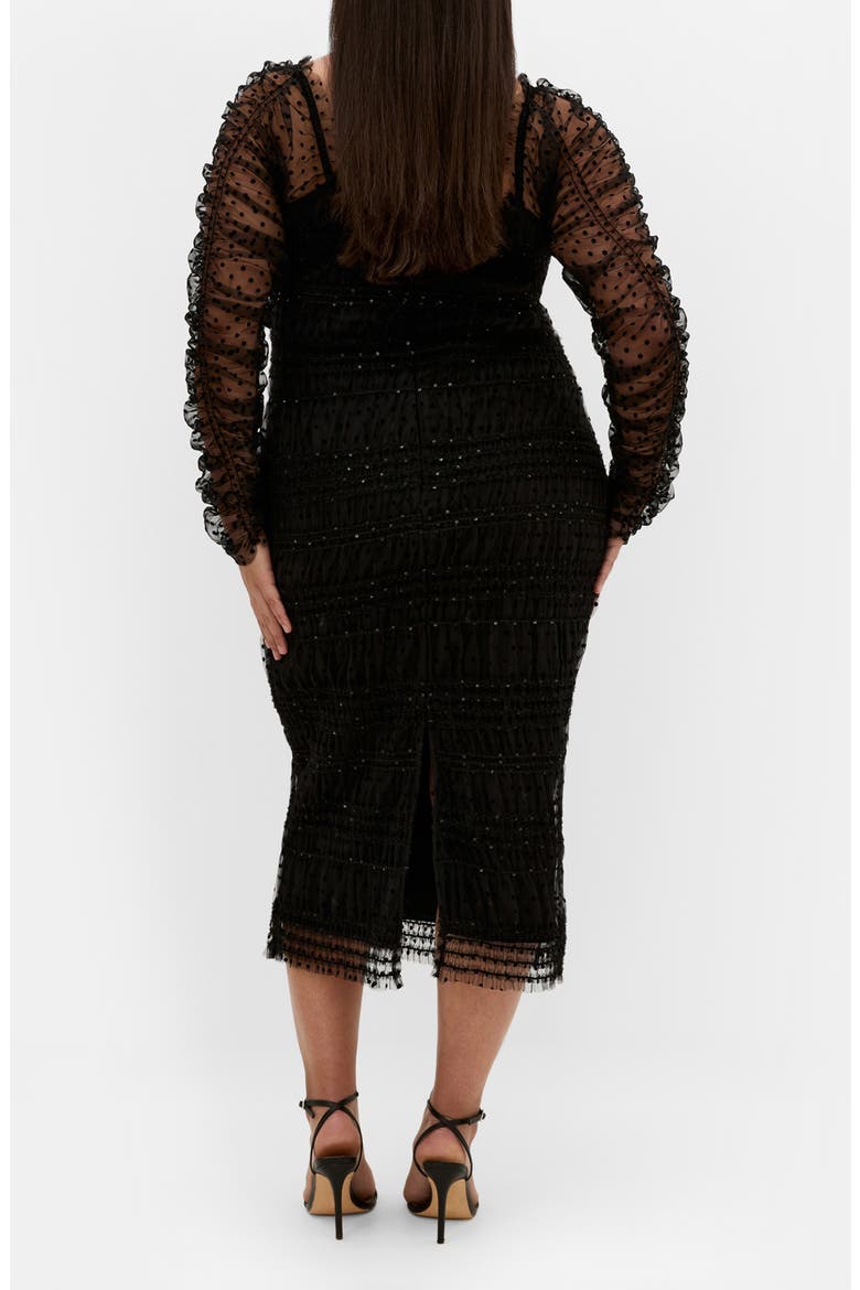 Sofie Swiss Dot Long Sleeve Cocktail Dress, Alternate, color, BLACK
