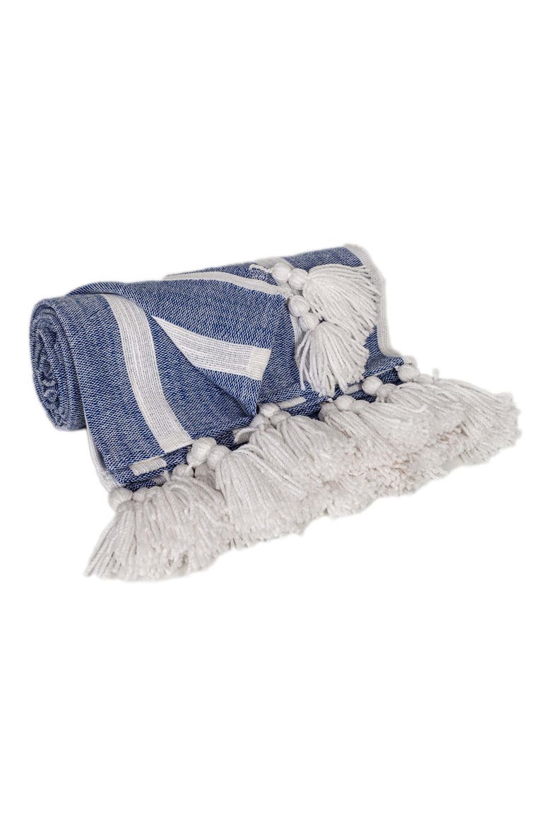 Nara Tassel Throw Blanket, Alternate, color, BLUE