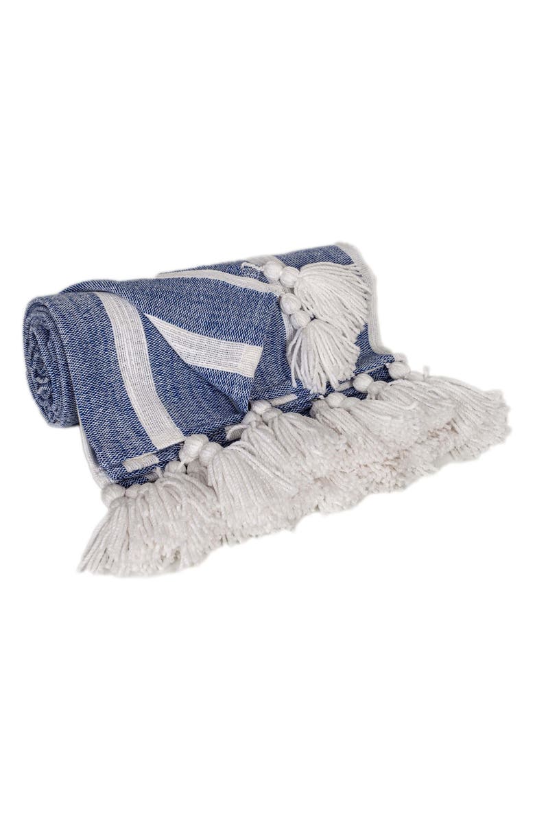 PARKLAND COLLECTION Nara Tassel Throw Blanket, Alternate, color, Blue