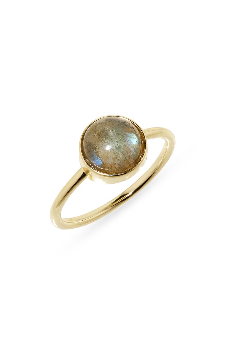 ARGENTO VIVO Labradorite Round Cabochon Ring, Main, color, Gold