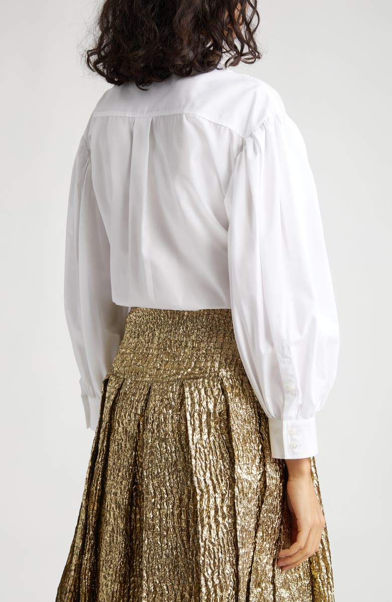 Simone Rocha Pearl Collar Puff Sleeve Button-Up Shirt, Alternate, color,