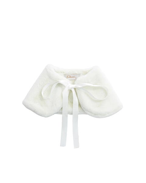 Ribbon-Tie Faux Fur Collar