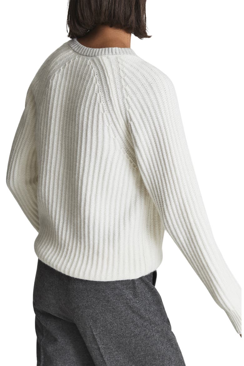 Miley V-Neck Wool & Cotton Blend Sweater, Alternate, color, CREAM