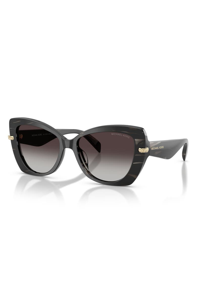 Michael Kors Atlanta 55mm Gradient Butterfly Sunglasses, Alternate, color, Black Horn / Light Grey