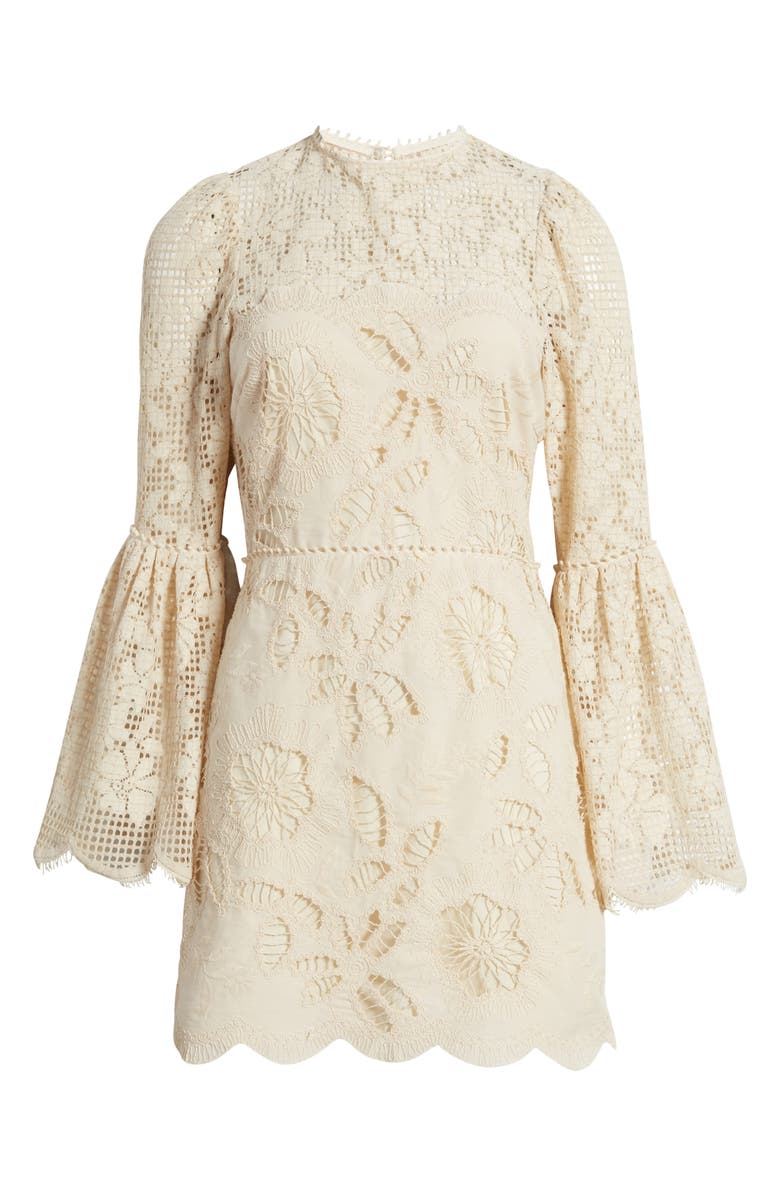 Saylor Linnea Long Sleeve Cotton Lace Minidress, Main, color, 