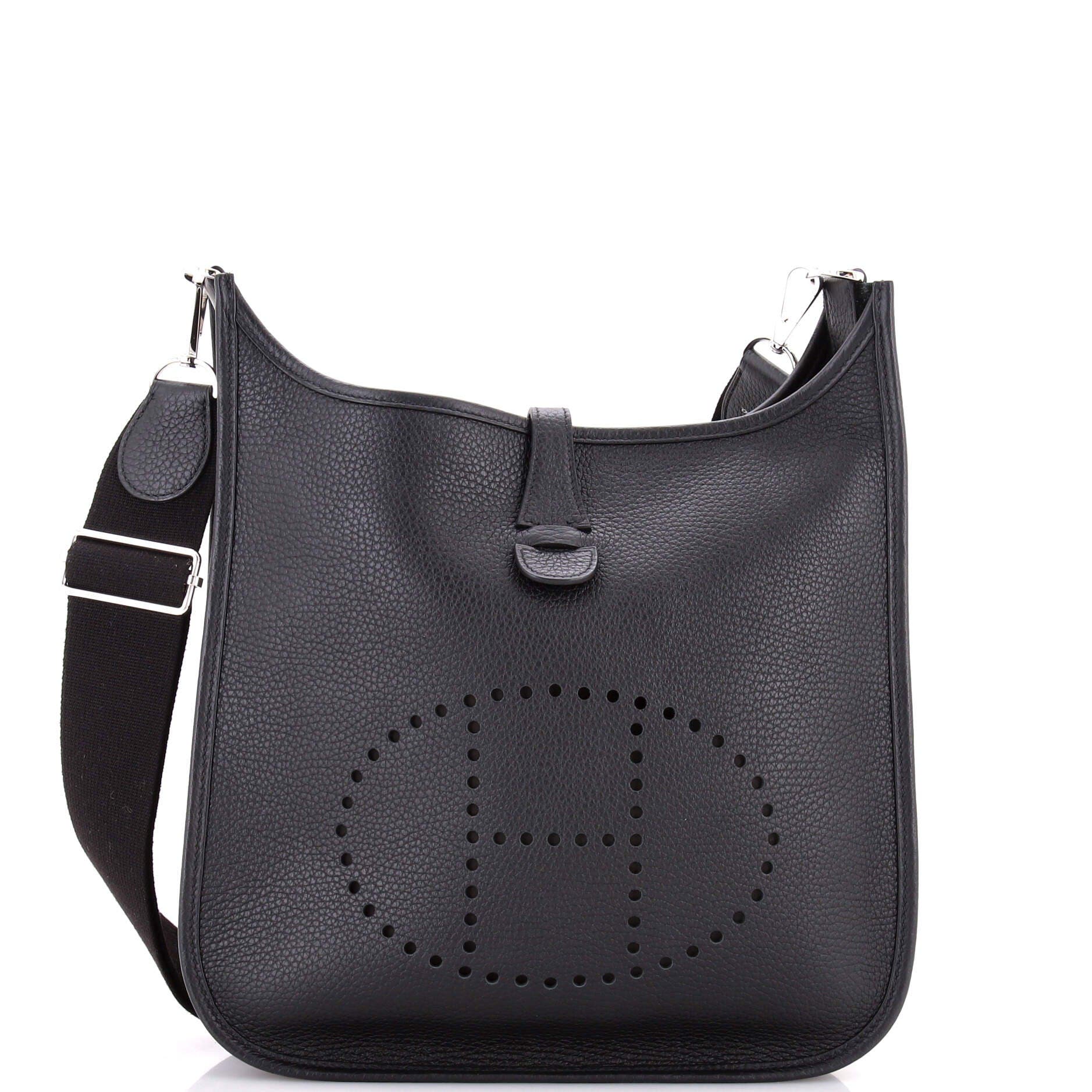 Pre-Owned Hermes Evelyne Bag Gen III Clemence PM, Main, color, Noir