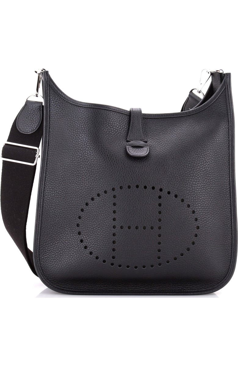 Pre-Owned Hermes Evelyne Bag Gen III Clemence PM, Main, color, Noir