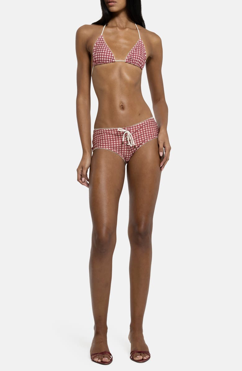 JADED LONDON Gingham Hot Pant Bikini Bottoms, Alternate, color, Red