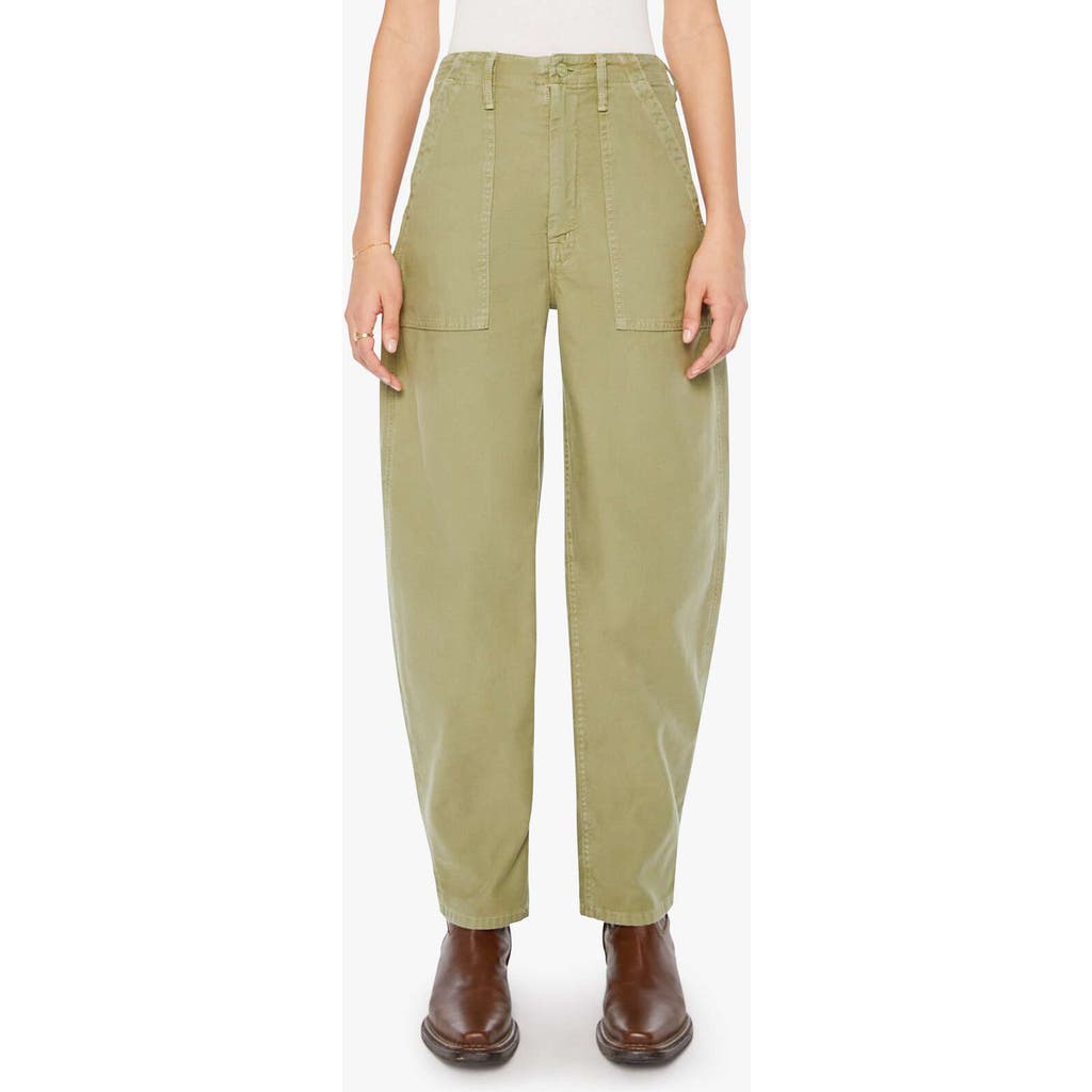 Mother The Fangirl Fatigue Barrel Leg Jeans In Green