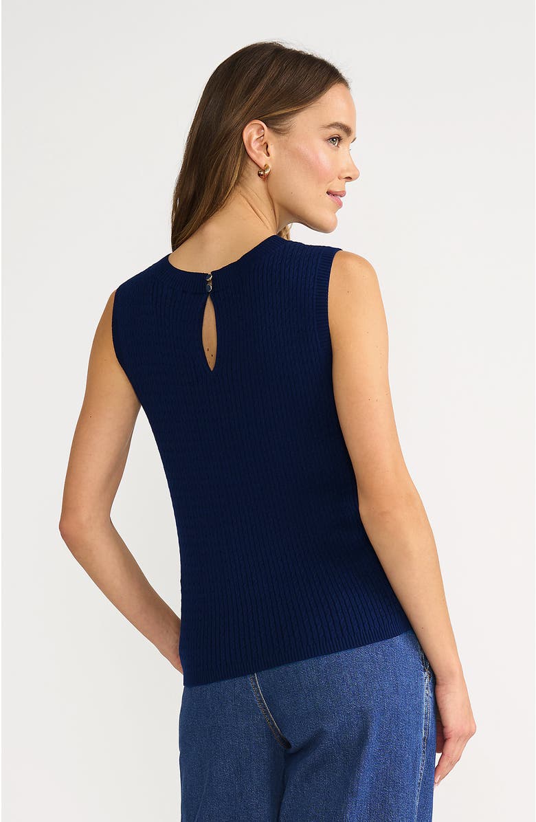 Lands' End Fine Gauge Baby Cable Crew Neck Sleeveless Sweater, Alternate, color, 