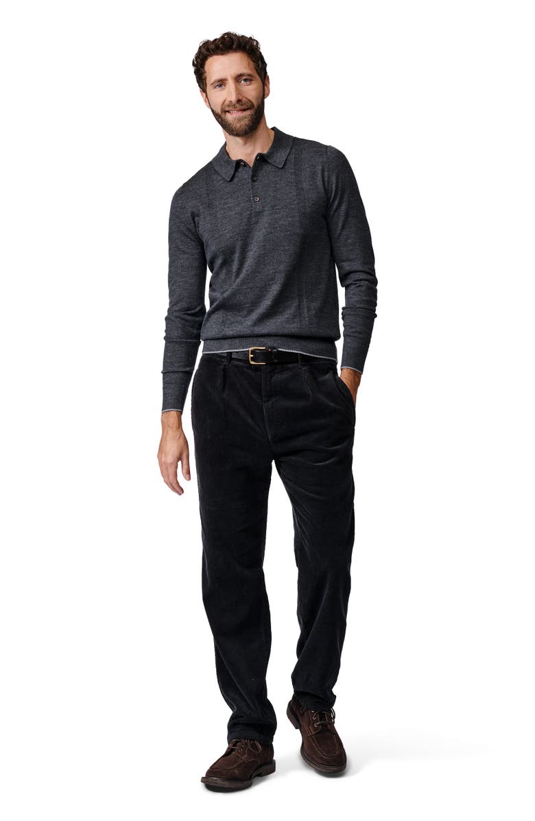 Aubin Elm Merino Textured Long Sleeve Polo, Alternate, color, Dark Charcoal
