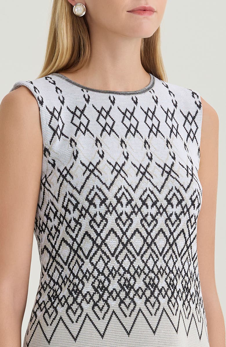 Ming Wang Diamond Jacquard Knit Tank, Alternate, color, Limestone/Black/White