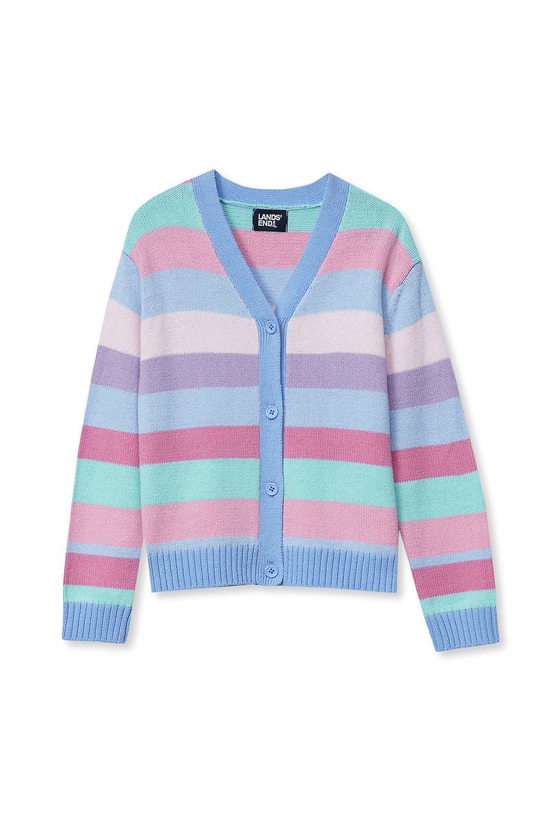 Girls Plus Long Sleeve Cardigan, Main, color, Vista Blue/Multi Stripe