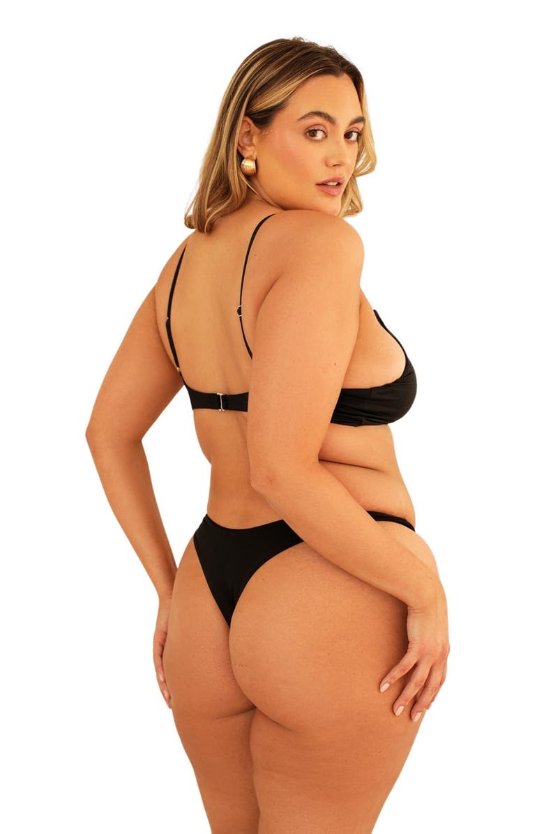 Dippin Daisys Seaport Thong Bikini Bottom, Alternate, color, Black