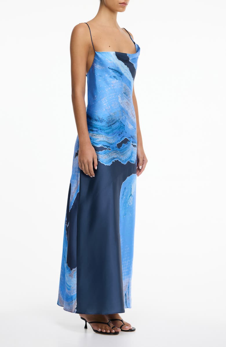Significant Other Alis Asymmetric Abstract Print Gown, Alternate, color, Petrol Bloom