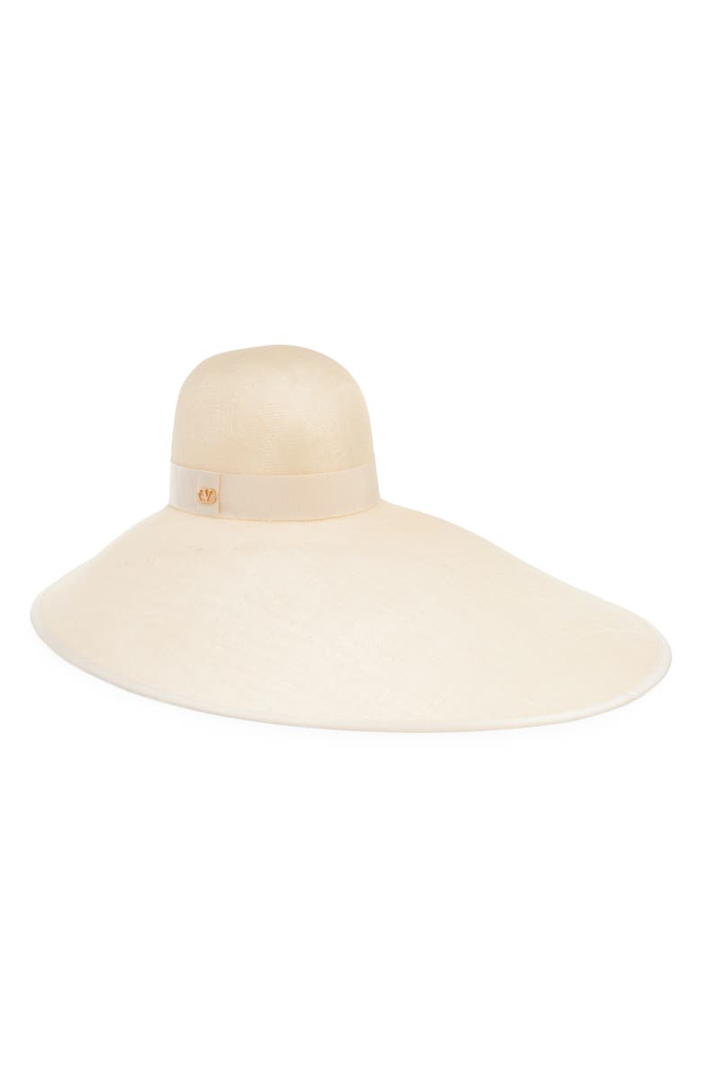 Valentino Garavani Large Brim Abacá Sun Hat, Main, color, Dqv Biancato/ Avorio/ Brass