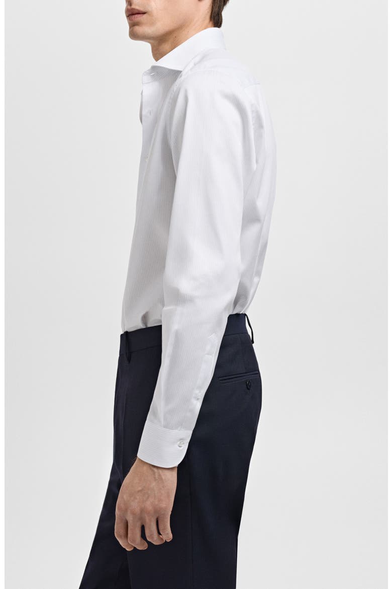 Slim Fit Stripe Cotton Suit Button-Up Shirt, Alternate, color, WHITE