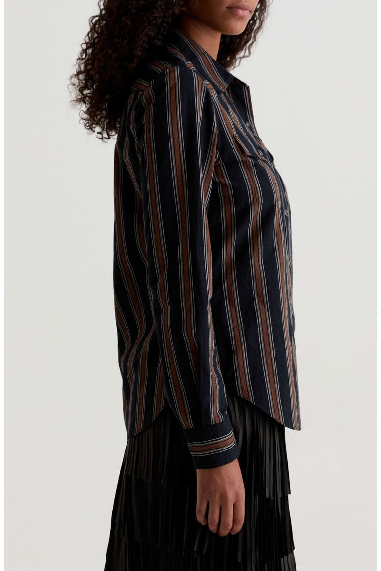 Melia Stripe Cotton Western Snap-Up Shirt, Alternate, color, BOLD STRIPE BLACK MULTI