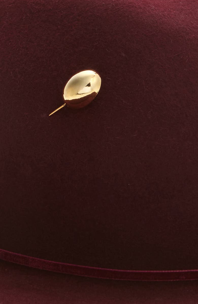 Gigi Burris Millinery Waverly Pin Embellished Felt Hat, Alternate, color, Ruby