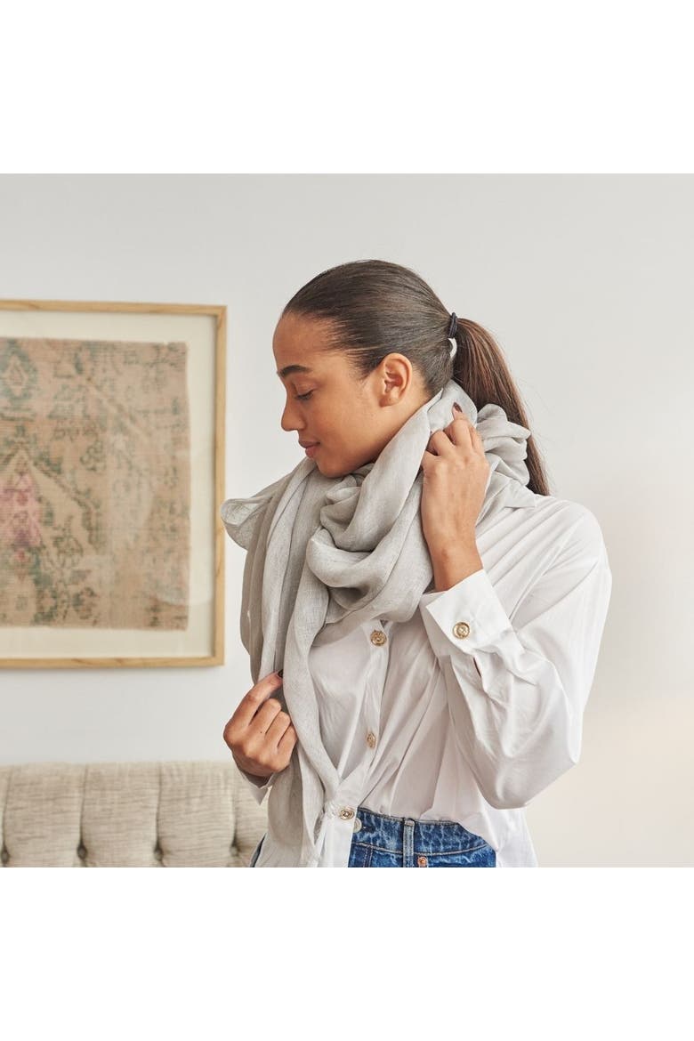 Hand Woven Linen Scarf, Alternate, color, Oat