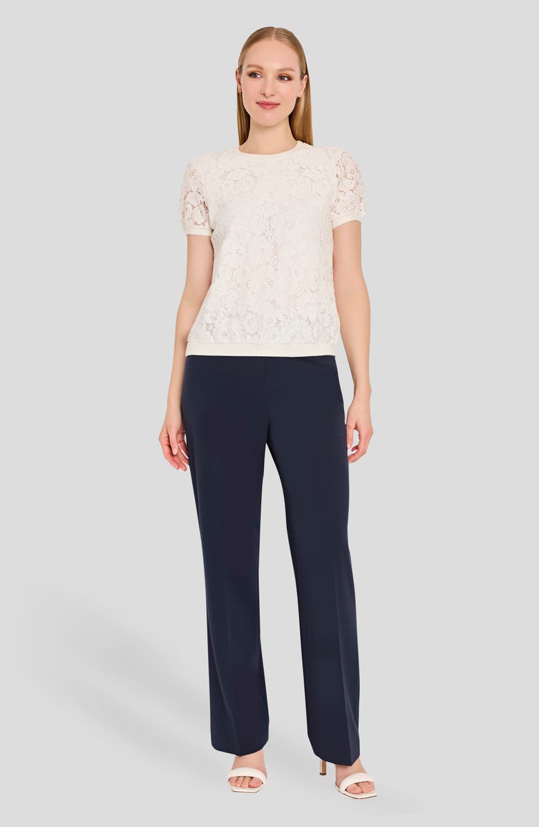 Tahari ASL Lace Front Sweater, Alternate, color, Ivory
