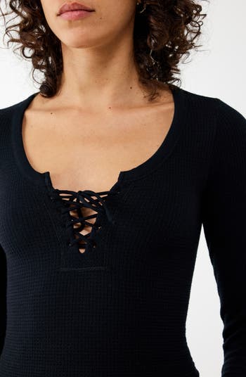 Knockout Long Sleeve Tie Front Crop Top