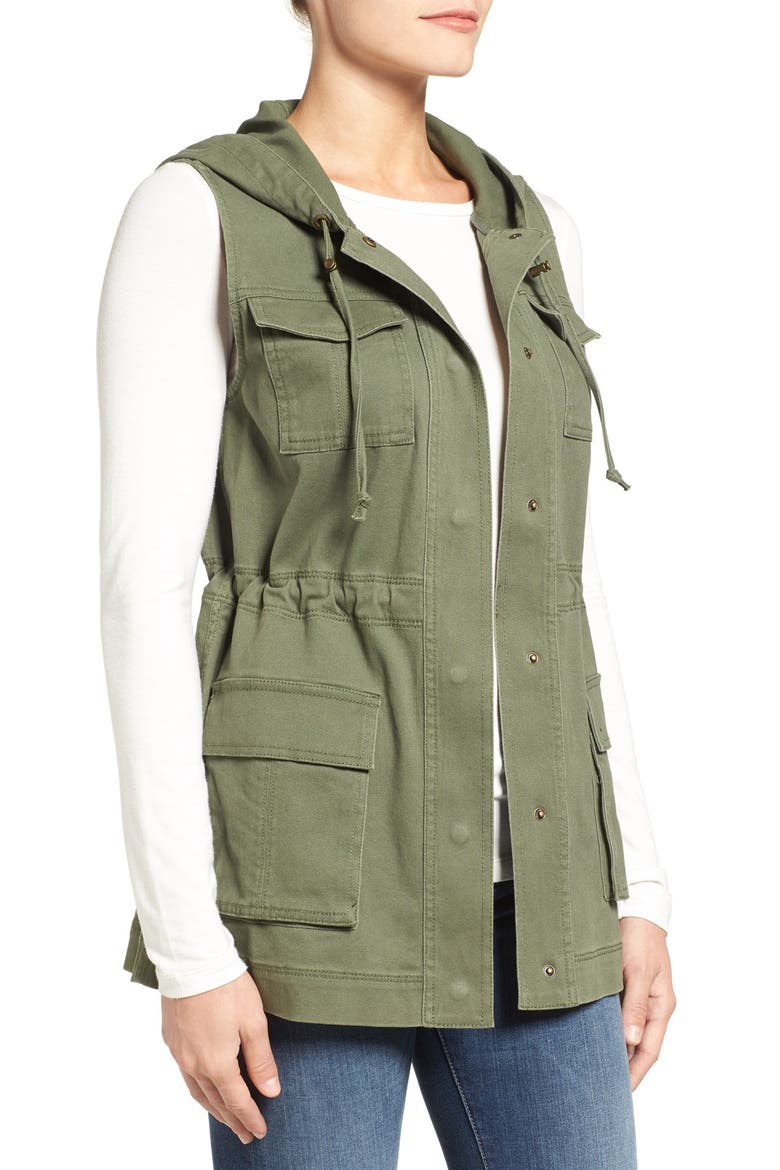 Hooded Military Vest, Alternate, color, OLIVE