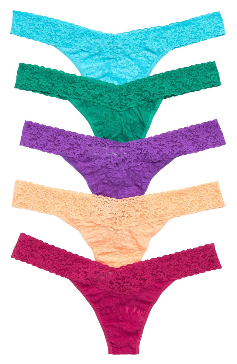 Hanky Panky 5-Pack Low Rise Thongs, Main, color, 