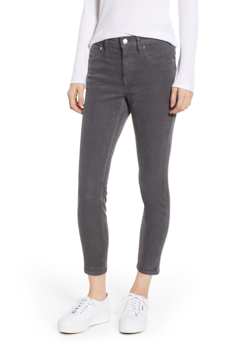 High Rise Toothpick Corduroy Jeans, Main, color, COAL GREY