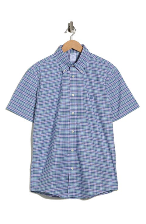 Regular Fit Non-Iron Stretch Oxford Short Sleeve Button-Down Shirt