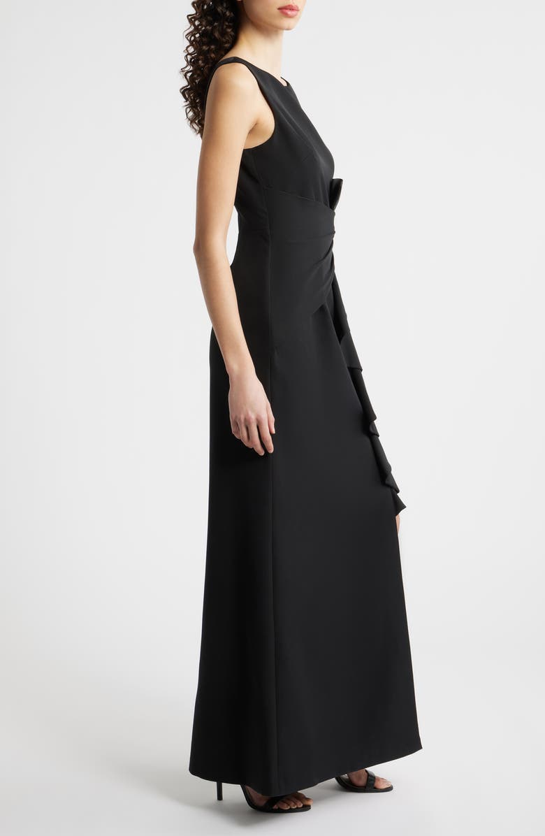 Eliza J Ruffle Front Gown, Alternate, color, Black