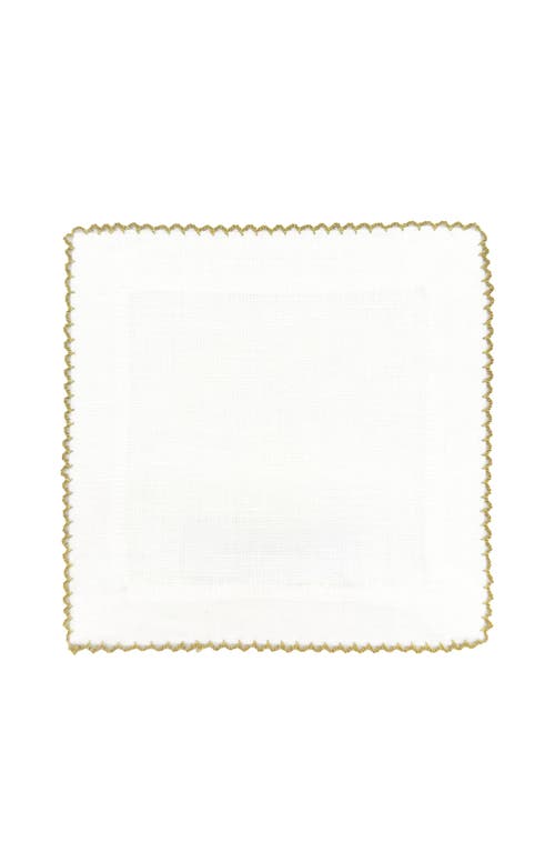 Tina Chen Designs Picot Edge Set Of 4 Linen Cocktail Napkins In Gold