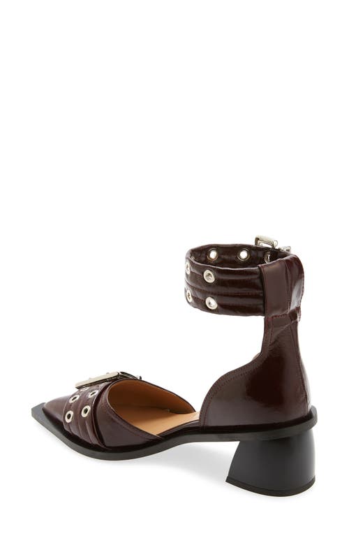 Ganni Double Buckle Open Cut Pump In Burgundy