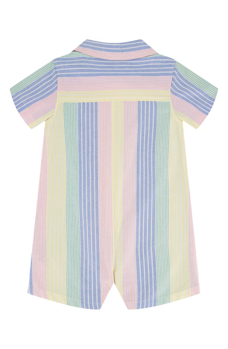 Tommy Hilfiger Stripe Short Sleeve Cotton Romper, Alternate, color, Yellow
