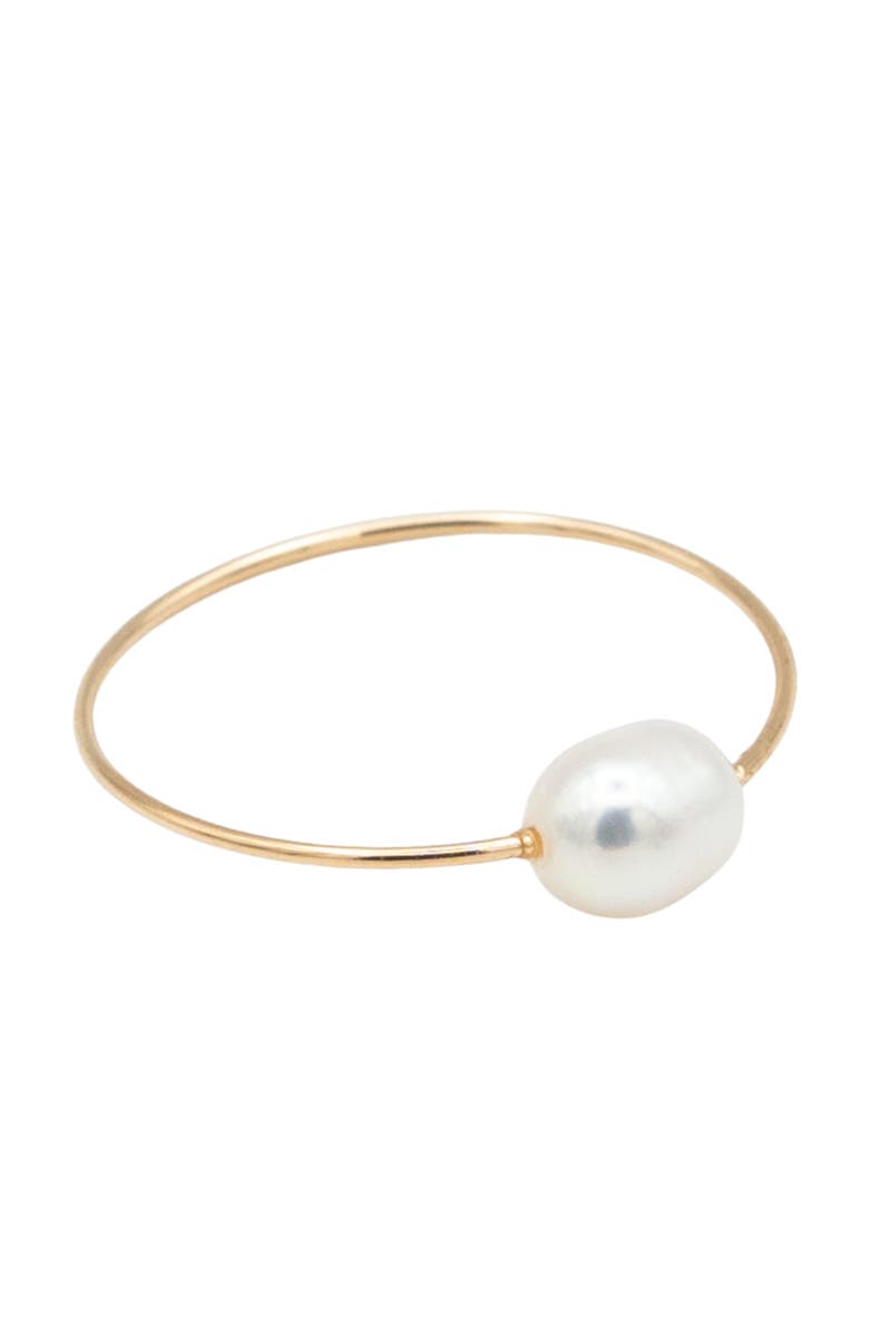 seree Eden freshwater pearl skinny gold ring, Main, color, White