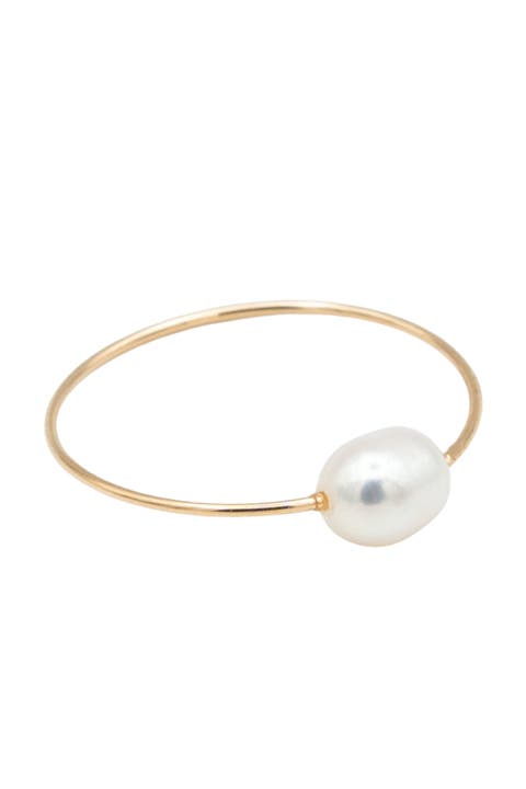 Eden freshwater pearl skinny gold ring