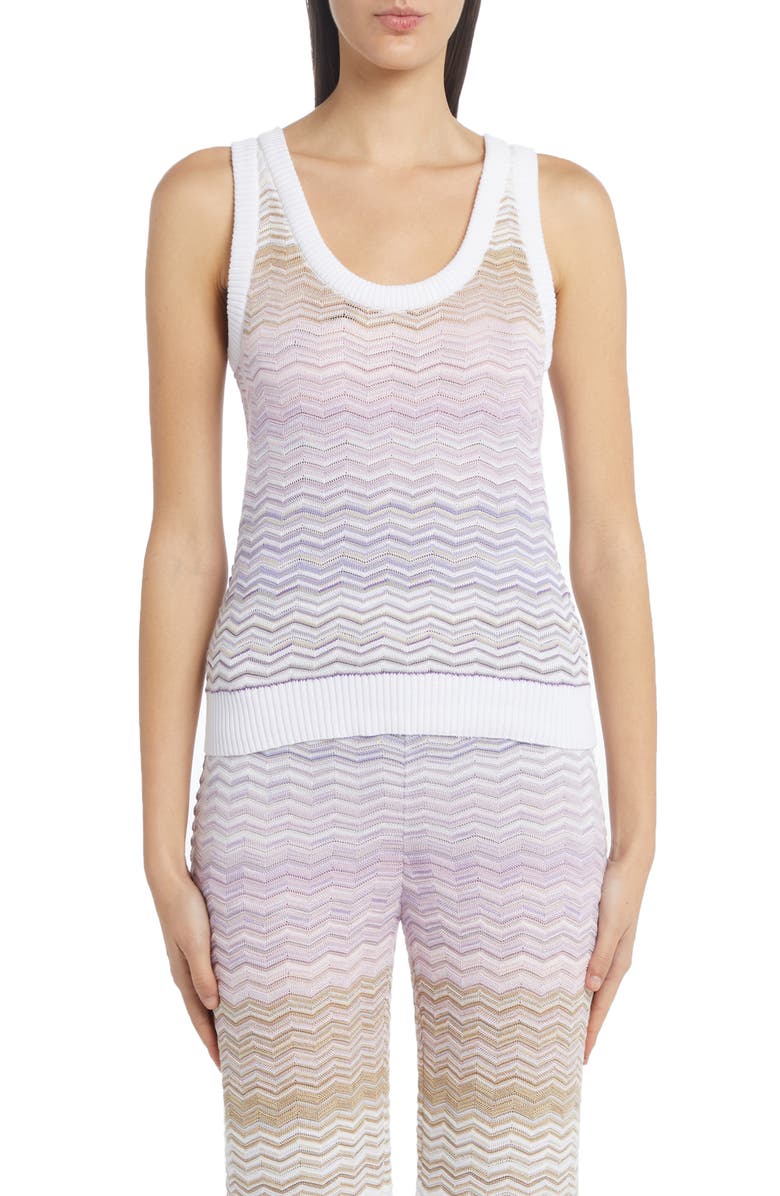 Missoni Dégradé Chevron Cotton Blend Tank, Main, color, 