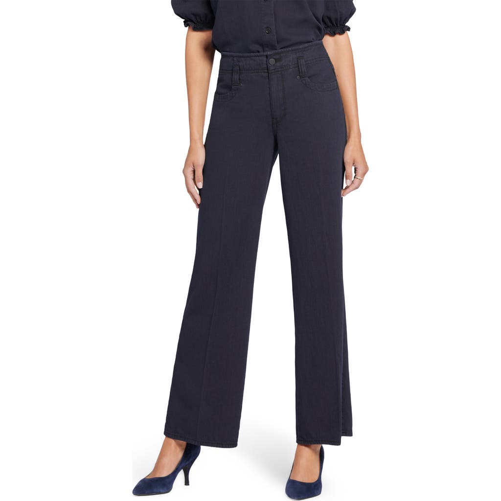 Nydj Teresa Hollywood High Waist Wide Leg Jeans In Overdye Black