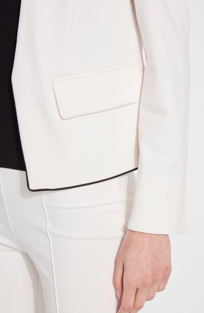 Lysse Collarless Satin Trim Ponte Blazer, Alternate, color, Chalk