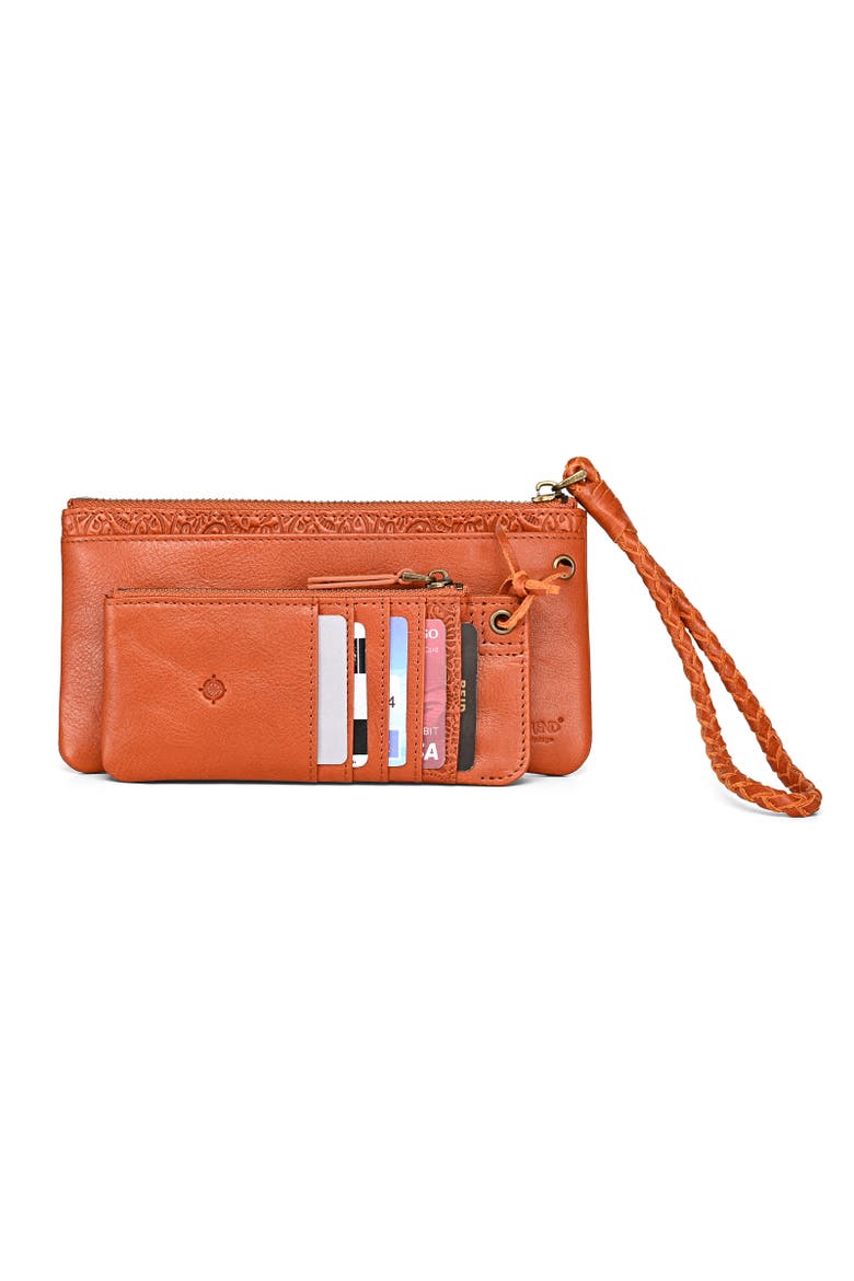 Marigold Genuine Leather Modular RFID Zip Wallet, Alternate, color, Cognac