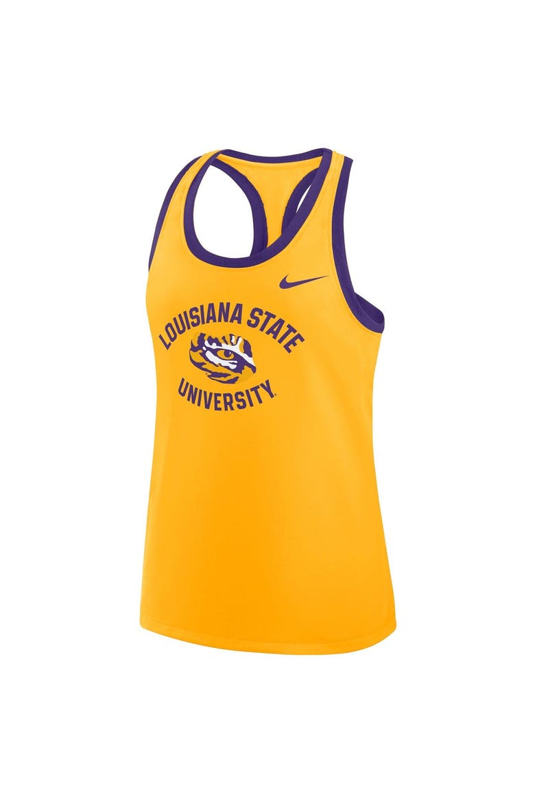 Women's Nike Gold LSU Tigers Uni Name Tri-Blend Dri-FIT Tank Top, Alternate, color, Gold