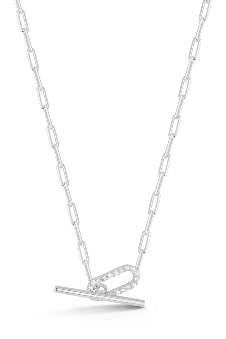 Cubic Zirconia Toggle Pendant Necklace, Main, color, SILVER