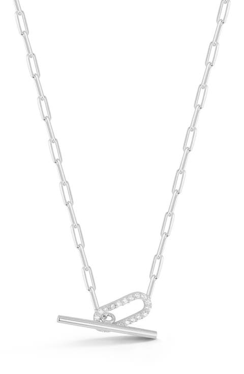 Cubic Zirconia Toggle Pendant Necklace