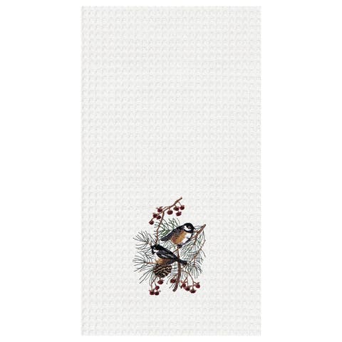 Chickadees Waffle Weave Cotton Kitchen Towel