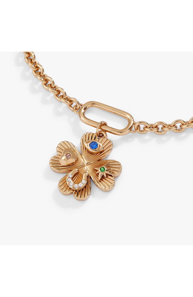 Alex and Ani Lucky Four Leaf Clover Bracelet, Alternate, color, Gold