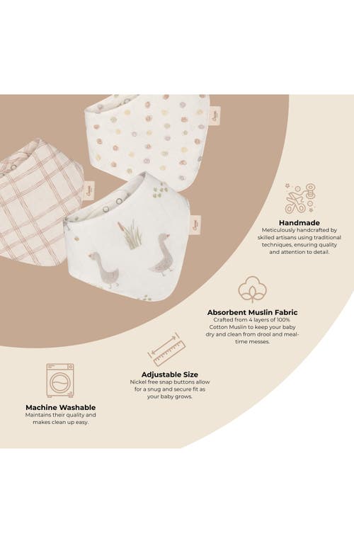 Crane Baby Goose Assorted 3-pack Cotton Bibs Set In Neutral