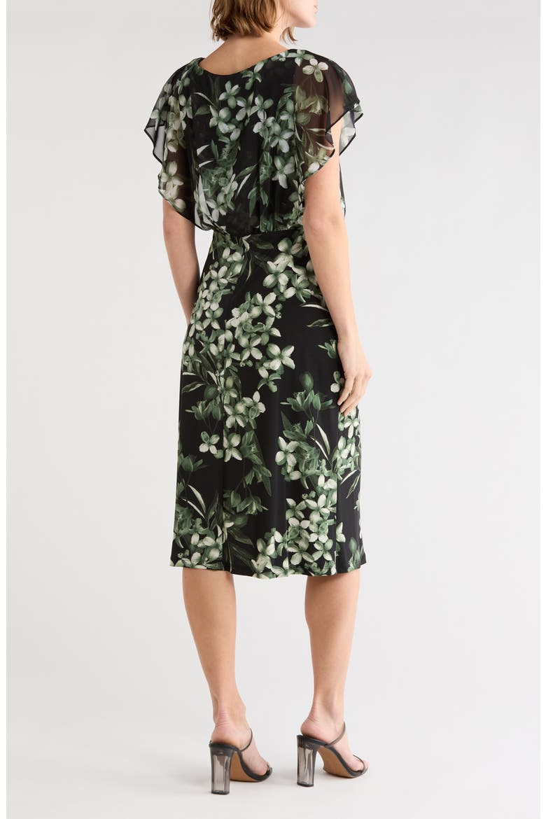 Cape Sleeve Wrap Style Dress, Alternate, color, BLACK