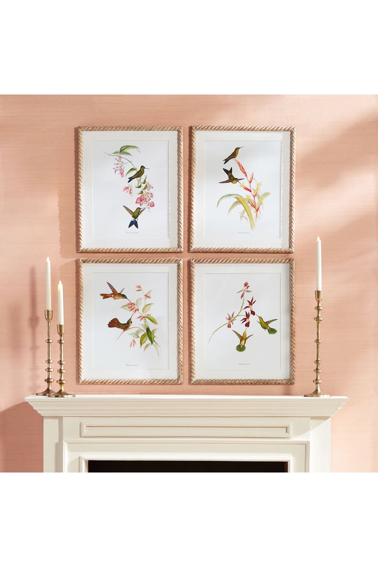 Playful Hummingbird Prints Set of 4, Alternate, color, Green