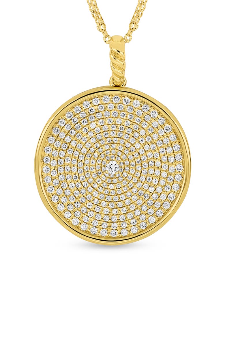 18K Gold Bardot Natural Diamond Large Medallion Pendant Necklace, Alternate, color, 18K YELLOW GOLD
